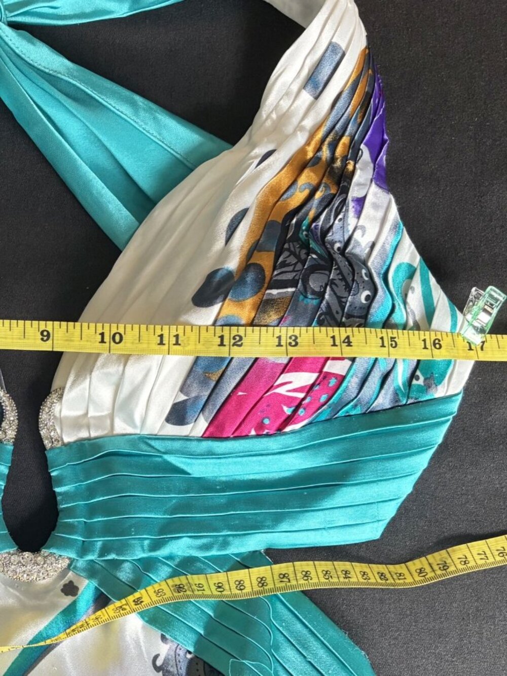 Vintage Cache Mermaid Evening Gown in Teal, White, Purple & Pink, Size 8 - Picture 7 of 16